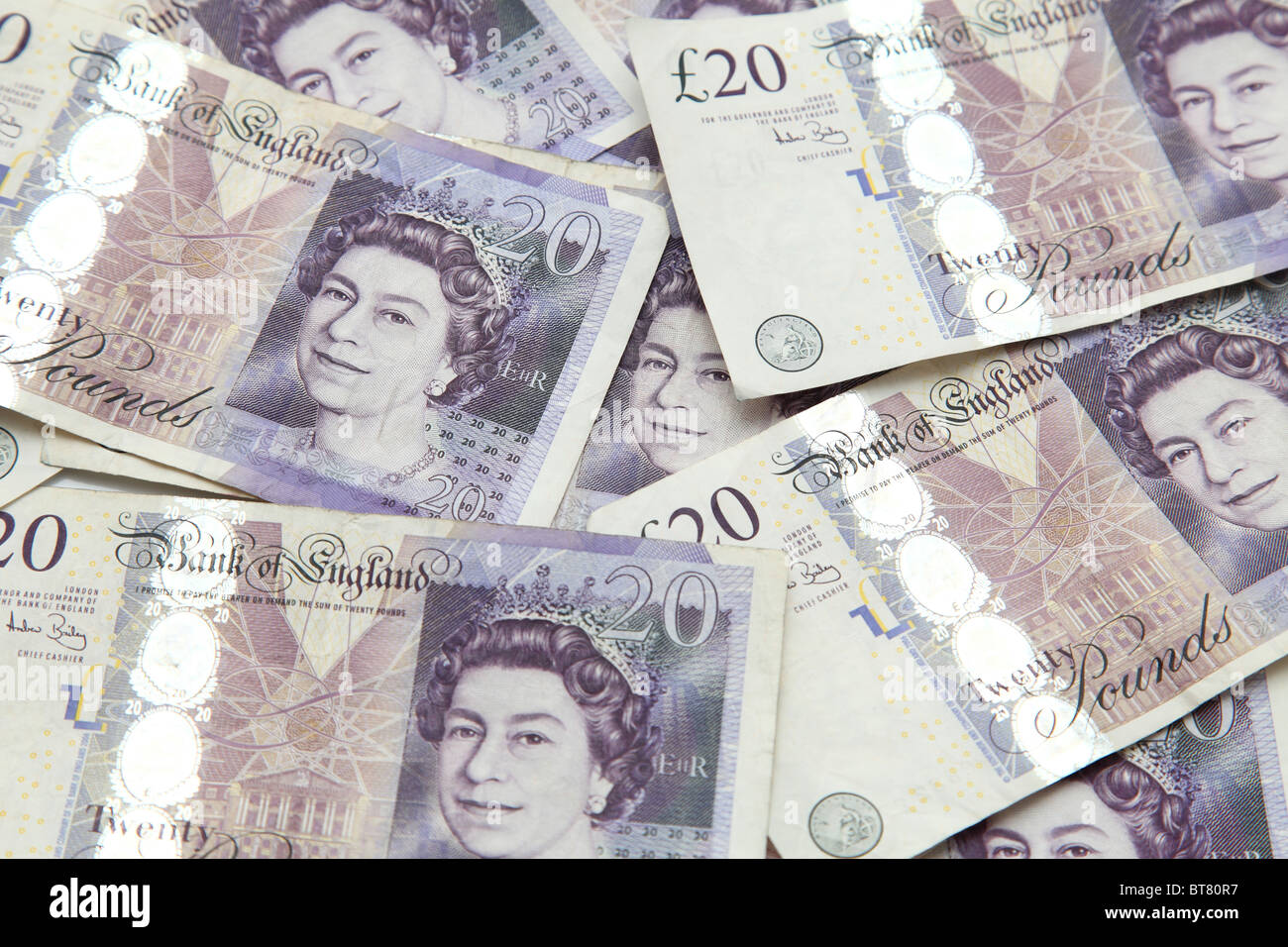 20 Sterline GBP Sterling Bank of England banconote. Foto Stock