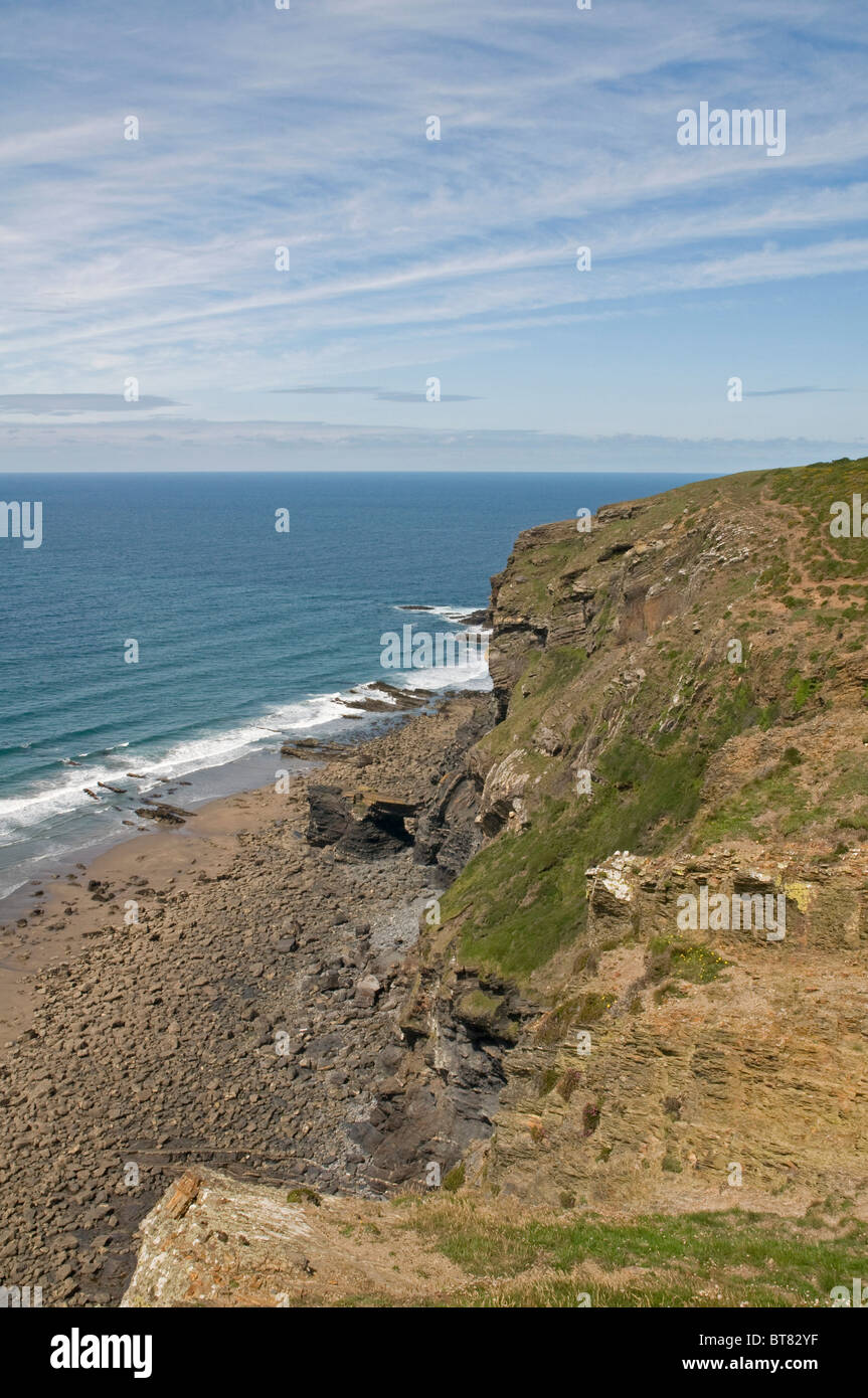 Sulla North Cornwall sentiero costiero vicino alla Porta Nord, appena a sud di Cambeak Foto Stock