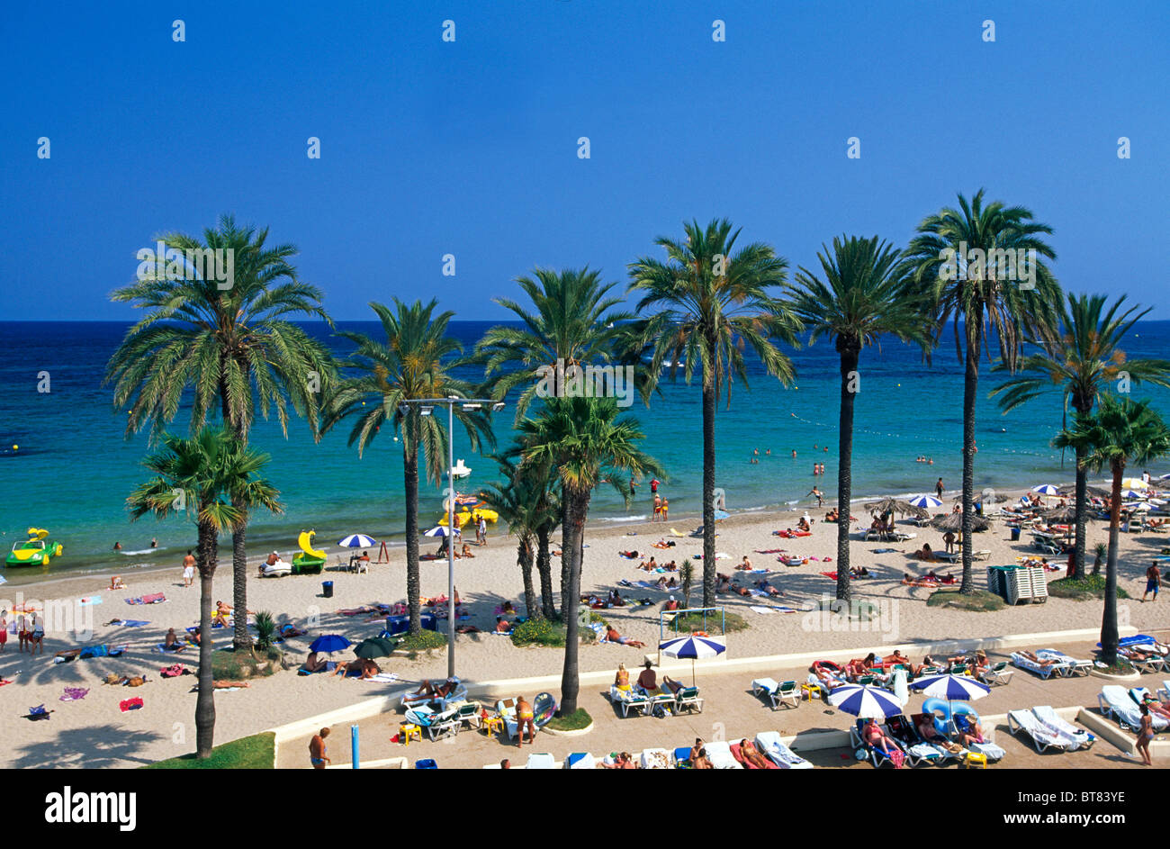 Playa d'en Bossa, Ibiza, Isole Baleari, Spagna Foto Stock