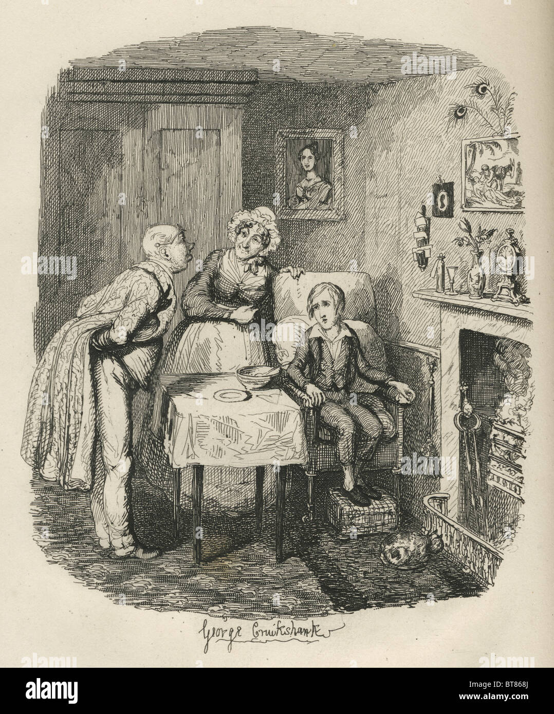 "Oliver recuperando da febbre'. Xix secolo illustrazione da Charles Dicken's Oliver Twist. Foto Stock