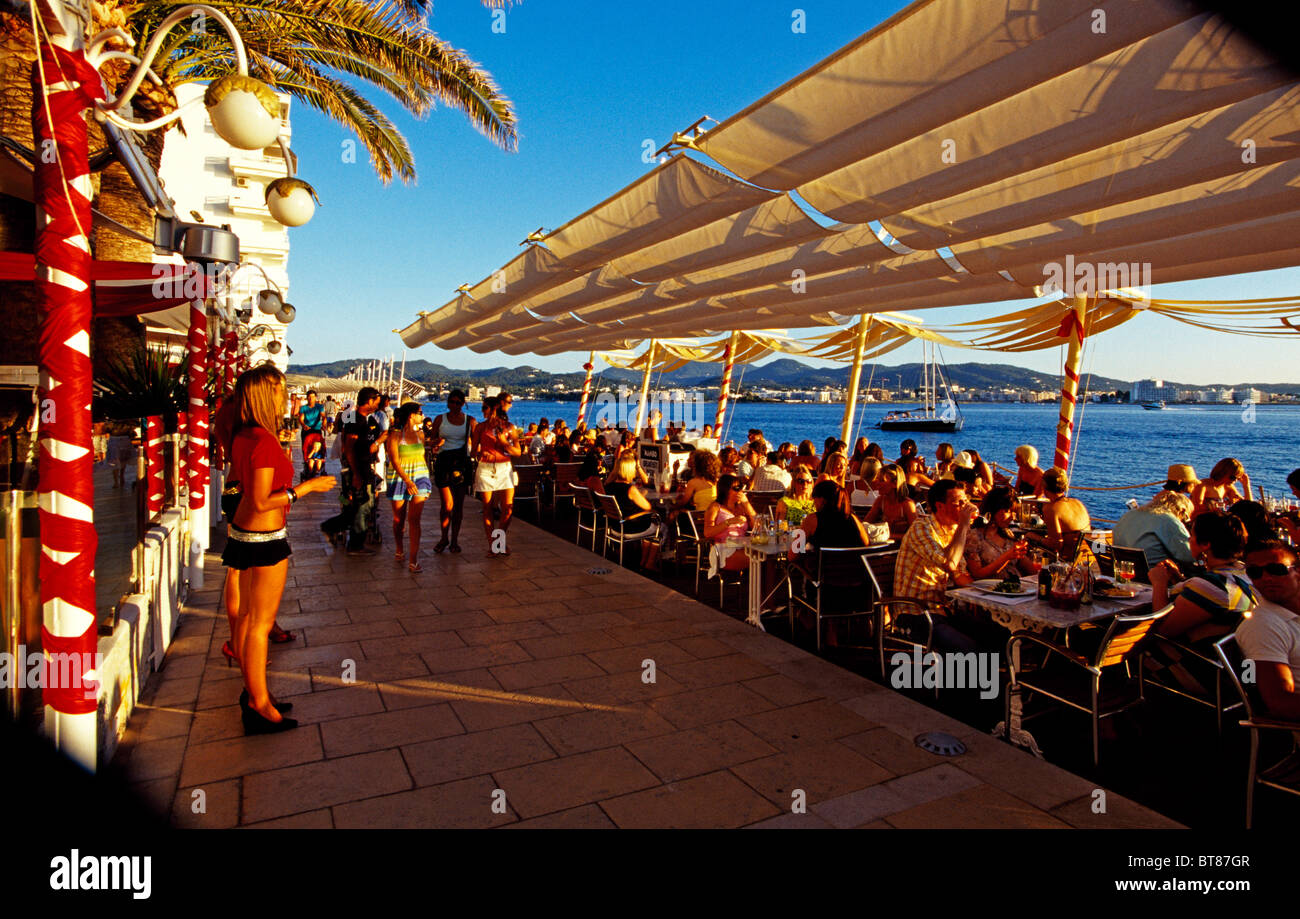 Il Savannah café in San Antonio, Ibiza, Isole Baleari, Spagna Foto Stock