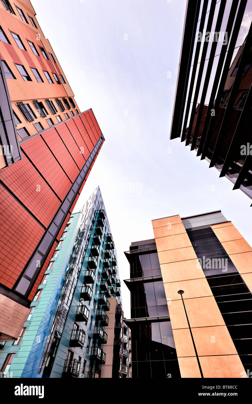 Edifici moderni nel centro cittadino di Leeds, Yorkshire Foto Stock