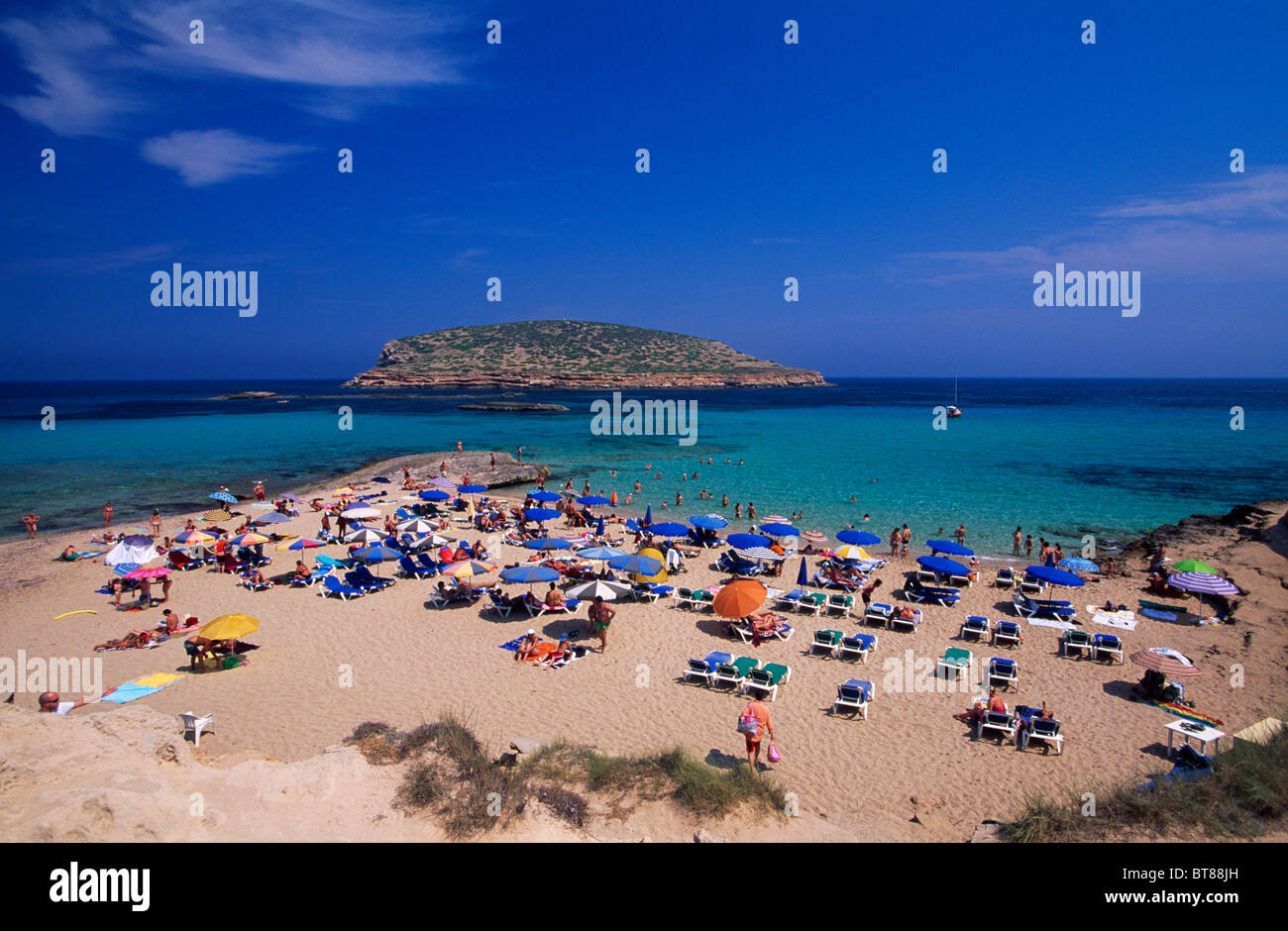 Cala Comte, Ibiza, Isole Baleari, Spagna Foto Stock