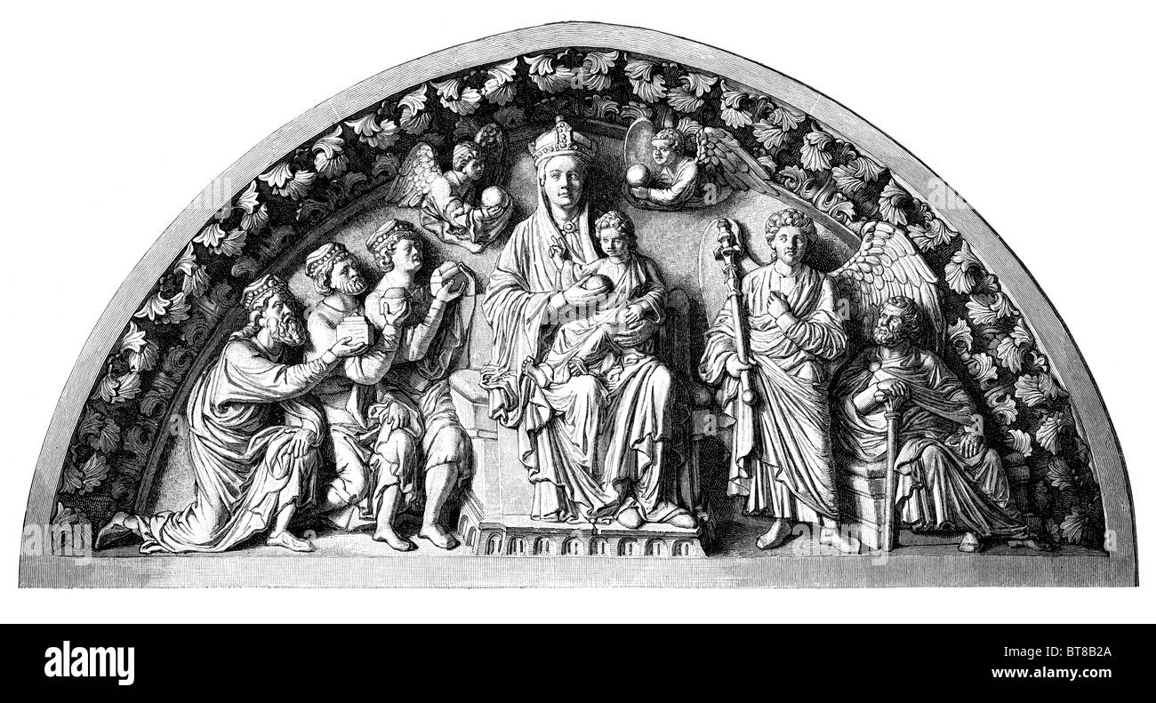 Parte superiore del Goldene Pforte, Freiberg (Freiburg) Minster Cathedral. Woodblock stampa edizione 1885 Geschichte der Deutschen Kunst v.1 Foto Stock