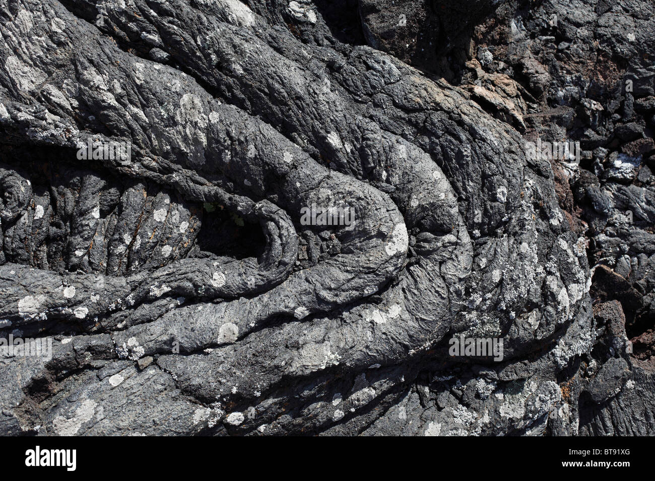 La formazione di lava nel monumento naturale 'Monumento naturale del tubo volcanico de Todoque' di Las Manchas, La Palma Foto Stock