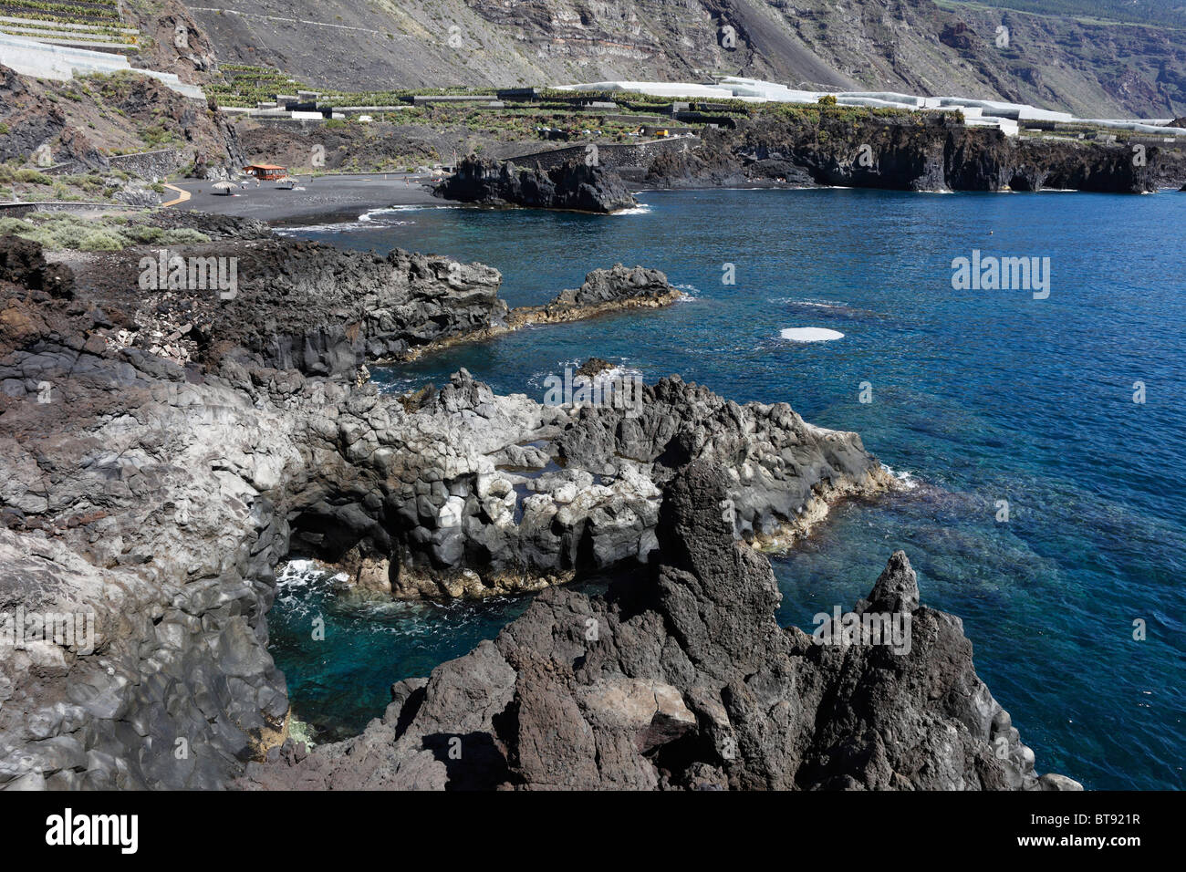 Playa de Charco verde, "Paisaje protegido del Remo' Riserva Naturale, La Palma Isole Canarie Spagna, Europa Foto Stock