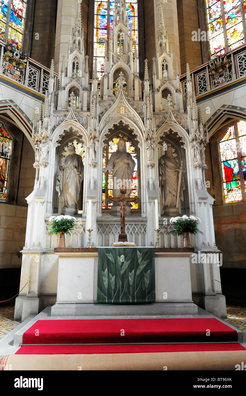 Altare maggiore area, Evangelische Schlosskirche protestanti chiesa del castello, la città di Lutero Wittenberg, Sassonia-Anhalt, Germania, Europa Foto Stock