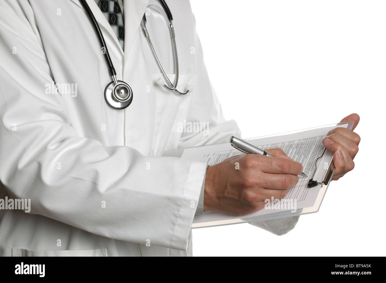 La scrittura di esame medico note Foto Stock