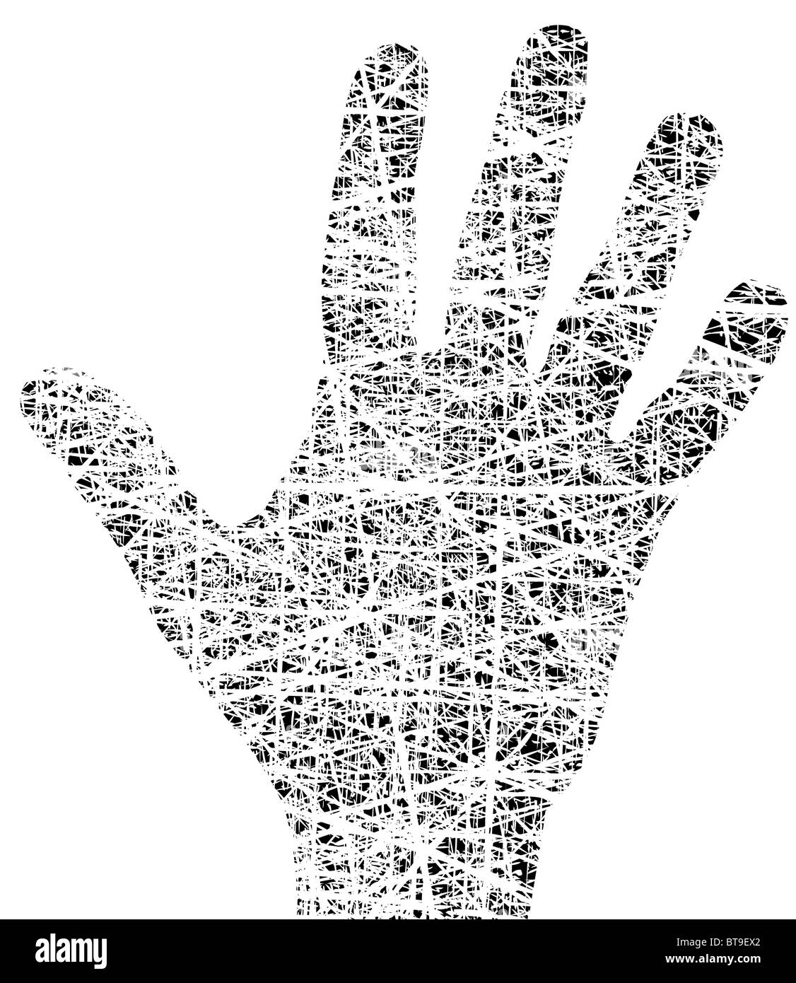 Illustrazione di una mano con la linea grunge Foto Stock