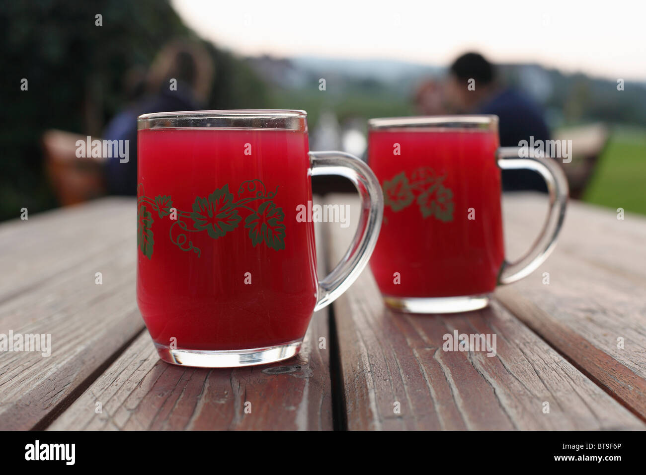 Due bicchieri di Schilcher Sturm, deve vino, Buschenschank, taverna, Stiria, Austria, Europa Foto Stock