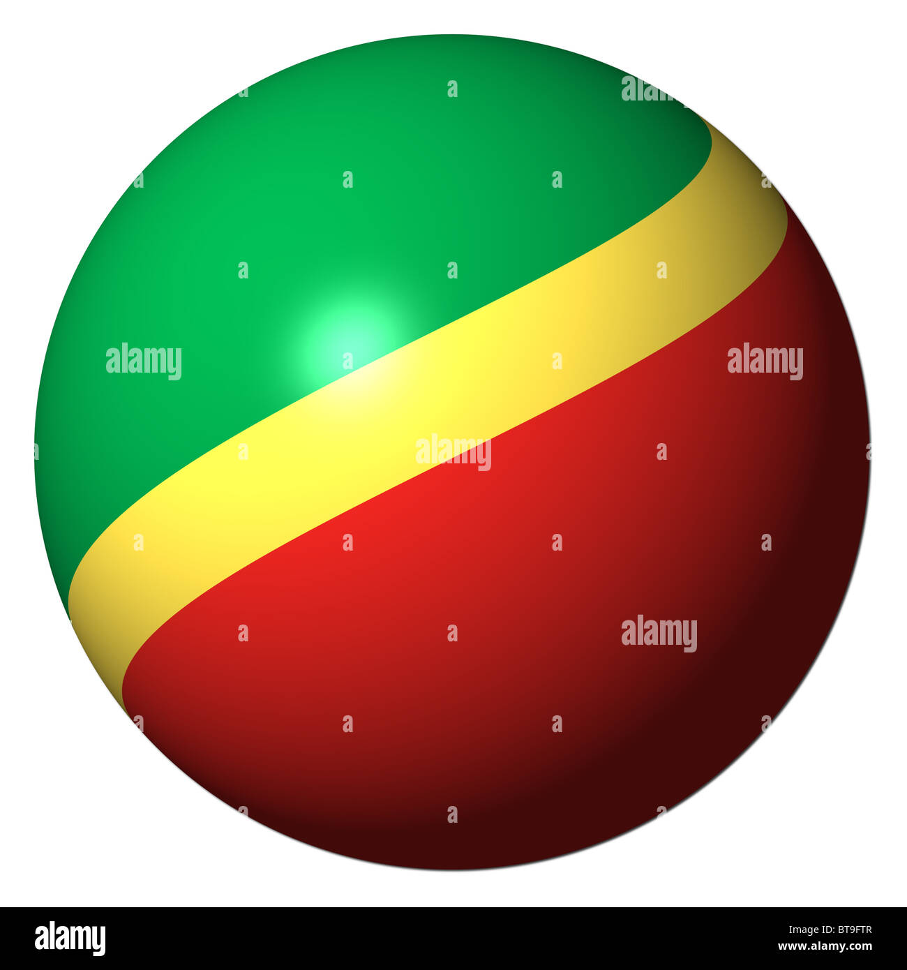 Repubblica del Congo bandiera sfera isolato su bianco illustrazione Foto Stock
