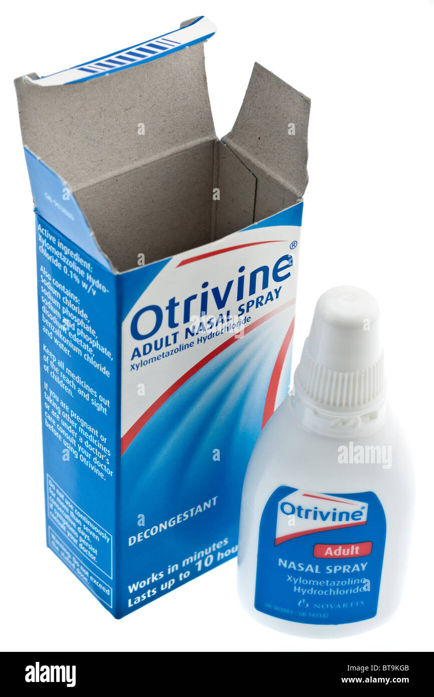 Adulto Otrivine spray nasale con xilometazolina cloridrato decongestionante e box Foto Stock