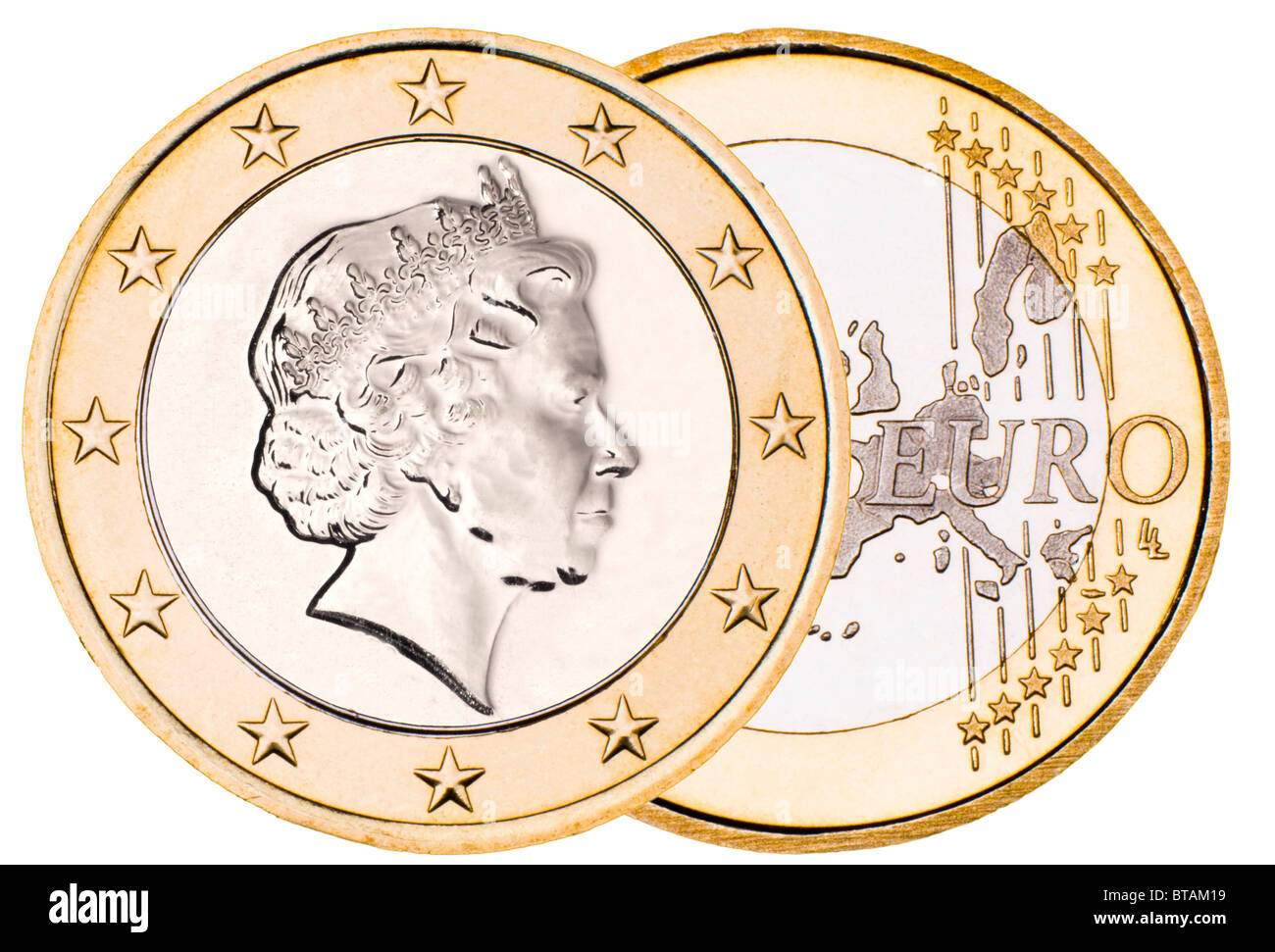Composite "British Euro' con Queens Head su Euro retromarcia Foto Stock