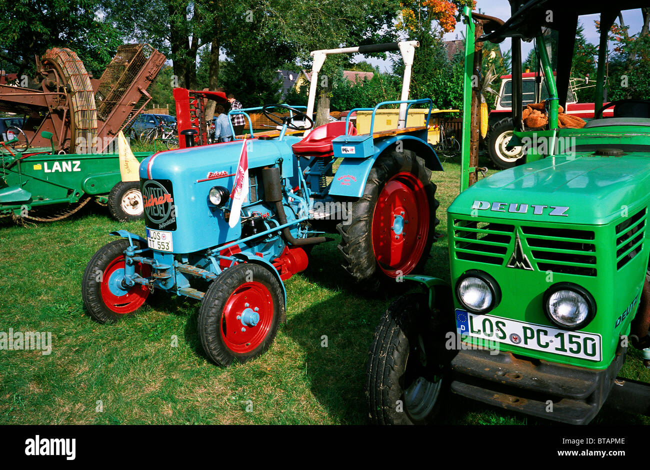 Vintage Eicher ED19 (19ps) trattore Diesel dal 1955 nel villaggio di Filadelfia nel Brandeburgo in Germania. Foto Stock