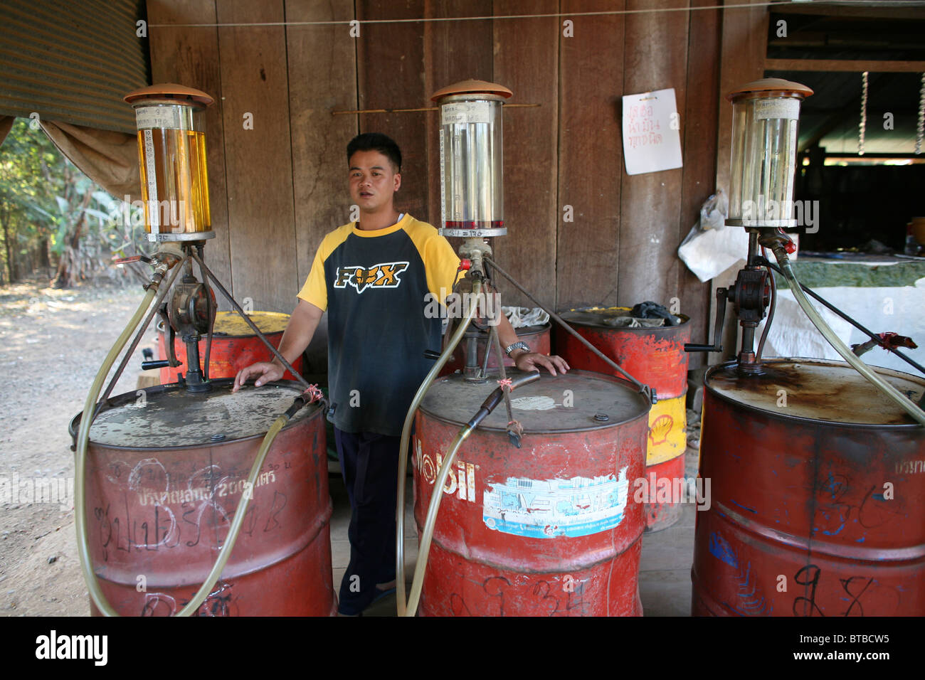 Stazione di benzina a Bangkok Foto Stock