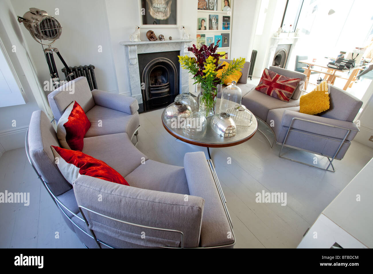 Il salotto di una casa di progettazione nel nord di Londra Foto Stock