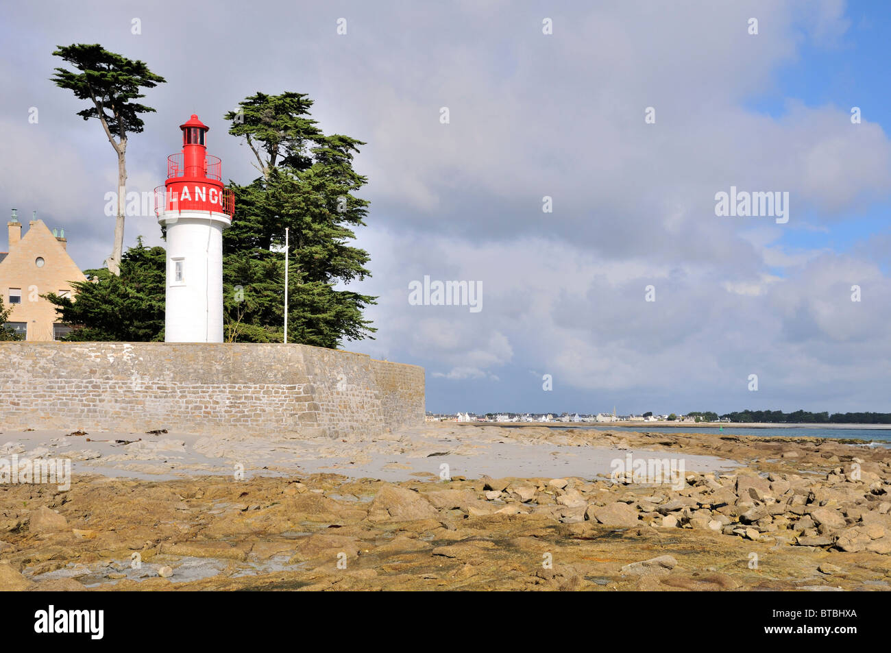 Il faro di Langoz, Loctudy, Bretagna Francia Foto Stock