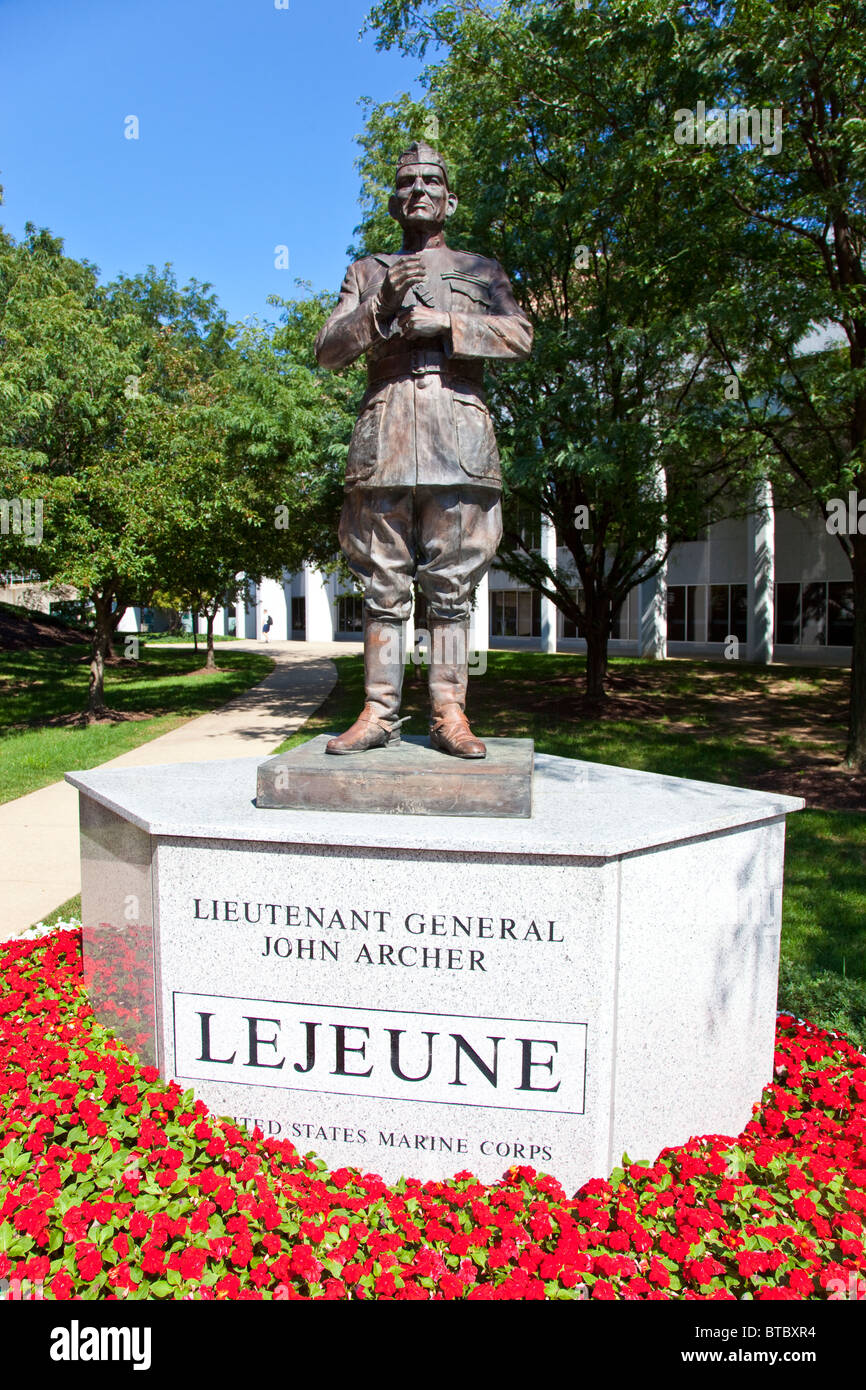 Statua di Lt generale Lejeune, US Naval Academy, Annapolis, Maryland Foto Stock