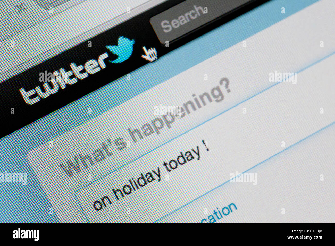 Dettaglio di screenshot dal sito web di Twitter instant messaging website Foto Stock