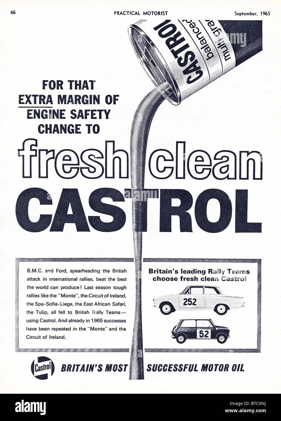 Annuncio per olio motore Castrol in pratica motorista rivista datata Settembre 1965 Foto Stock