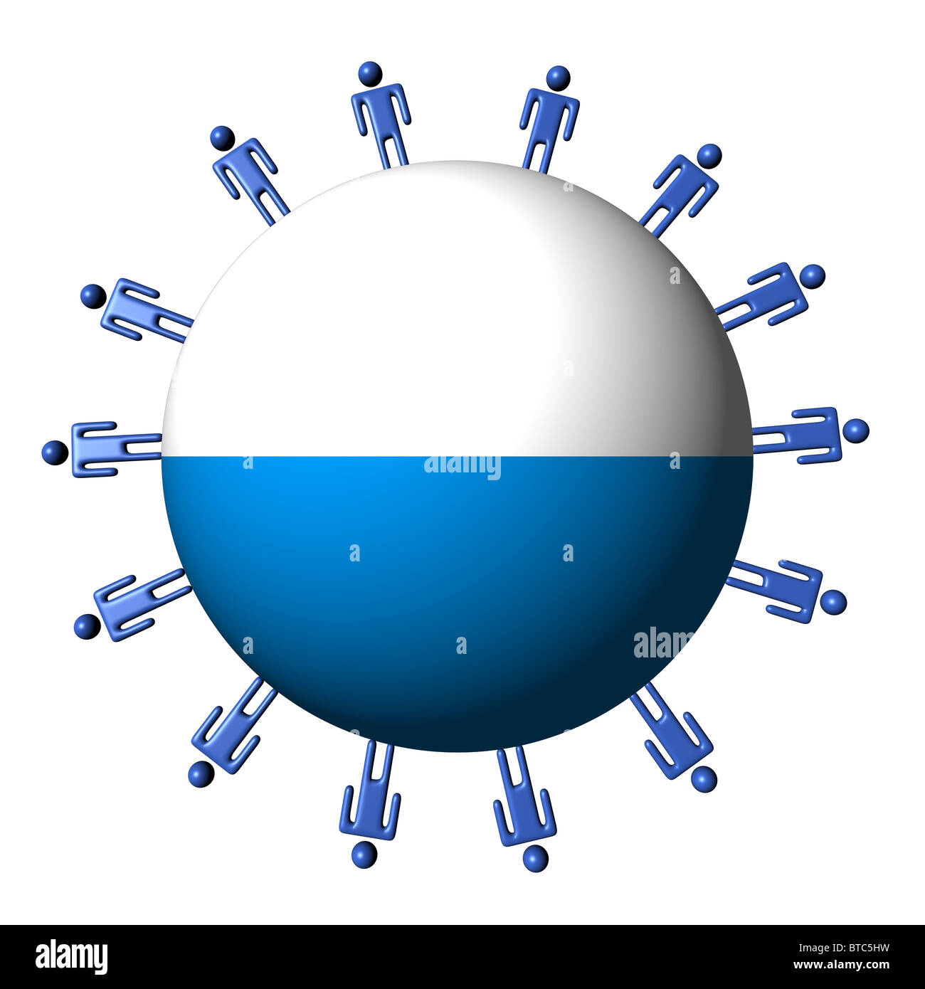 Cerchio di astratti persone intorno a San Marino bandiera sfera illustrazione Foto Stock