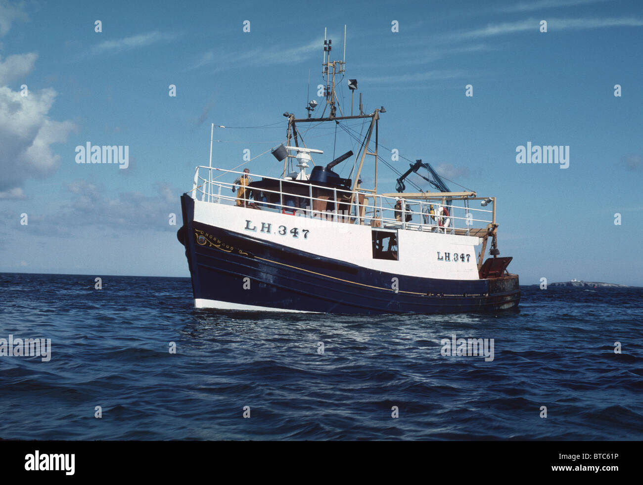 LH347 barca da pesca Norwood costruita nel 1970, il peschereccio da traino affondò nel 2005 dopo la collisione con Hartlepool Pier. Pesca No. LH347 UK Foto Stock