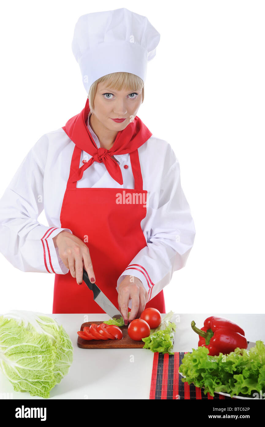Bello il cuoco in uniforme. Foto Stock