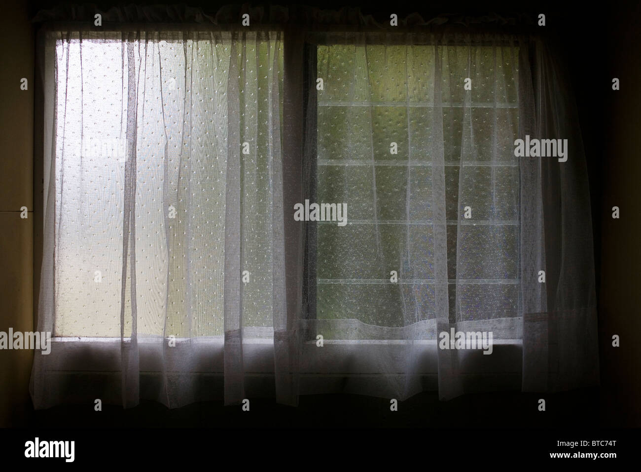 Una finestra con il netting. Foto Stock