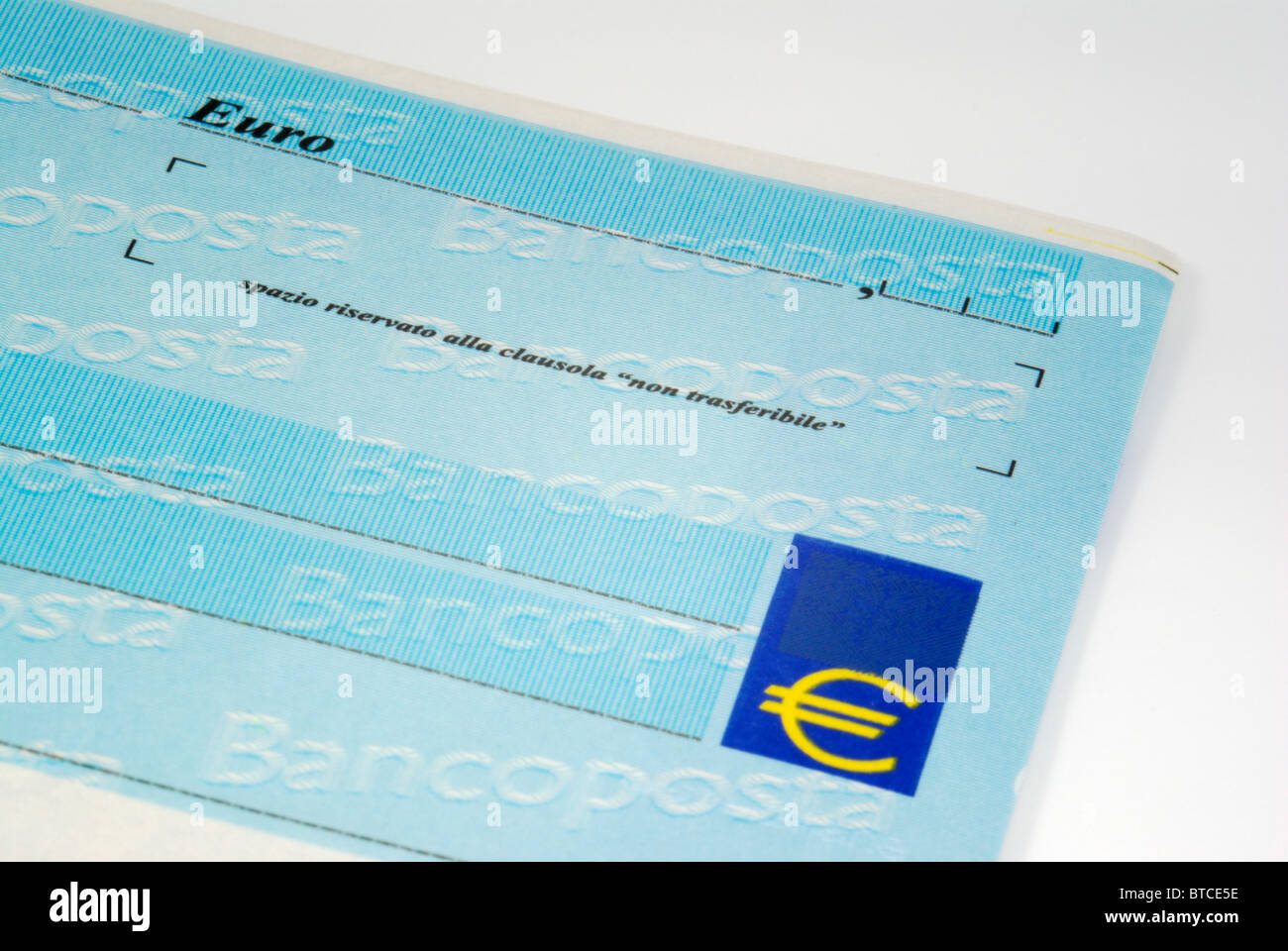 Banco Posta italiano check (controllo) close-up dettaglio Foto Stock