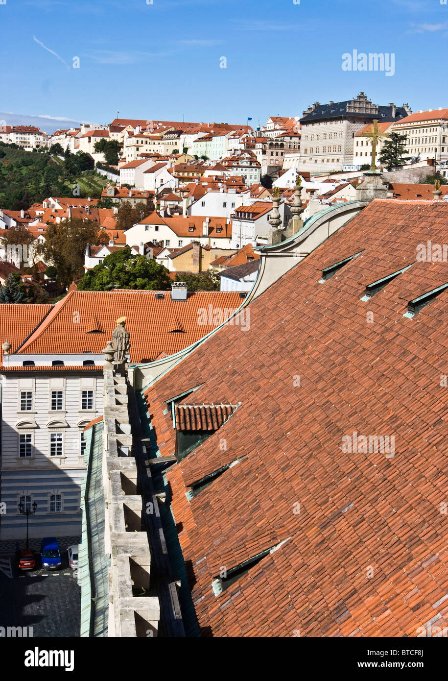Mala Strana district dalla chiesa di San Nicola di Praga Repubblica Ceca Europa orientale Foto Stock