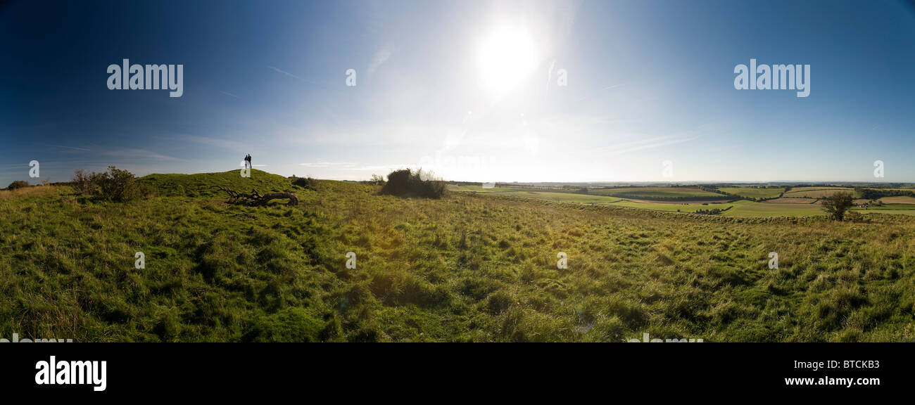 Interno dell'Età del Ferro Hillfort sul vecchio Winchester Hill, Hampshire, Regno Unito Foto Stock