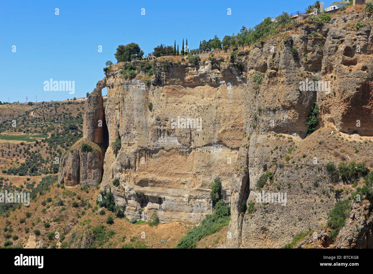 Vista panoramica del lato meridionale di Ronda, Spagna Foto Stock