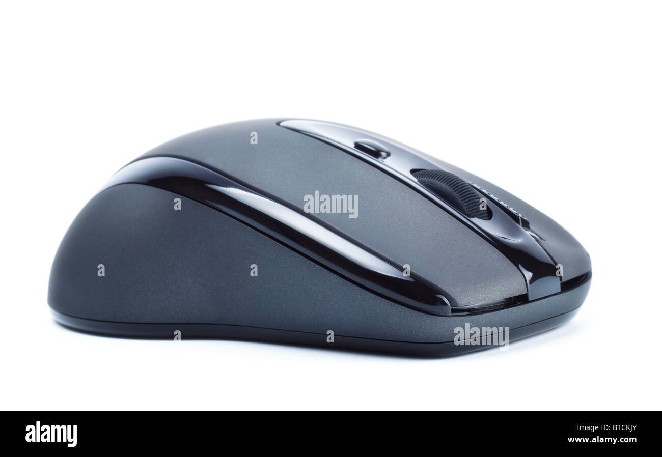 Il computer wireless mouse profilo isolato su bianco Foto Stock