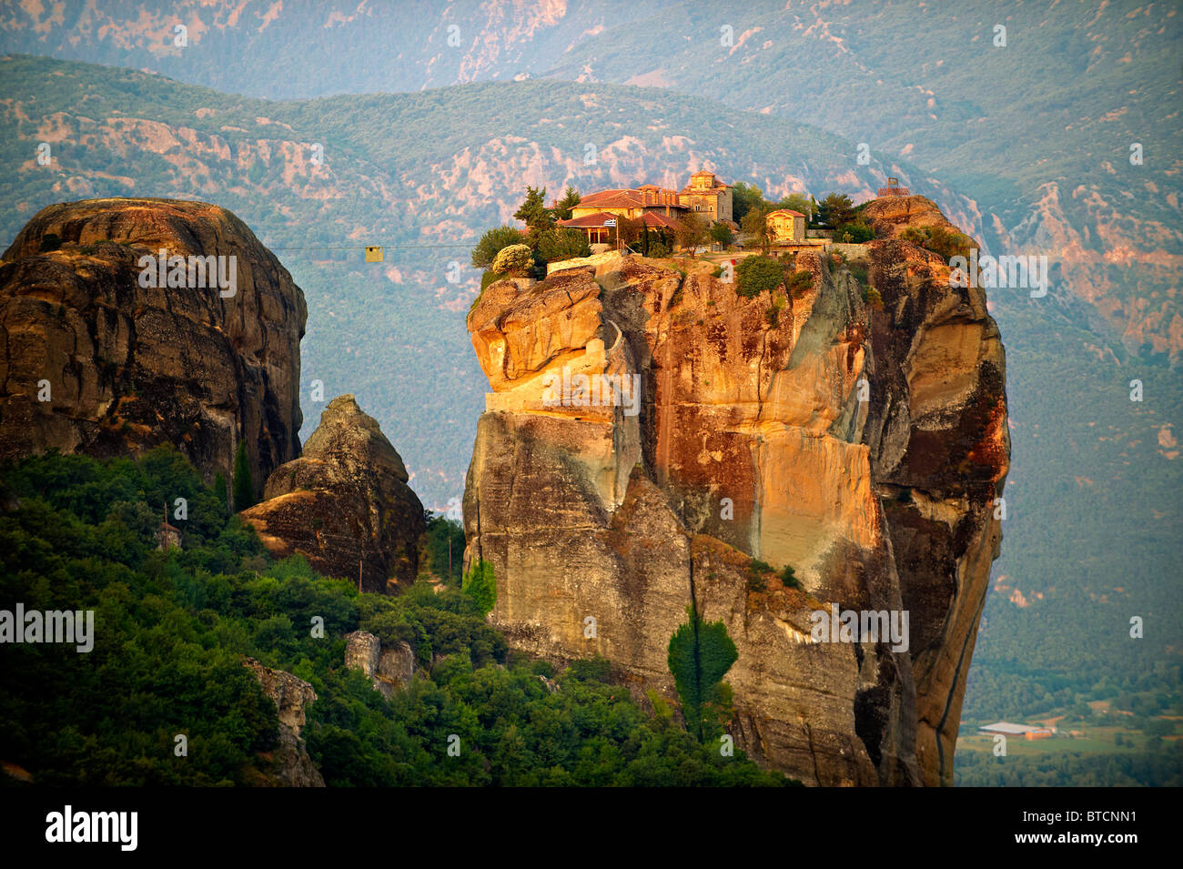 Greco Ortodosso Monastero Rosanou, Meteora montagne, Grecia Foto Stock