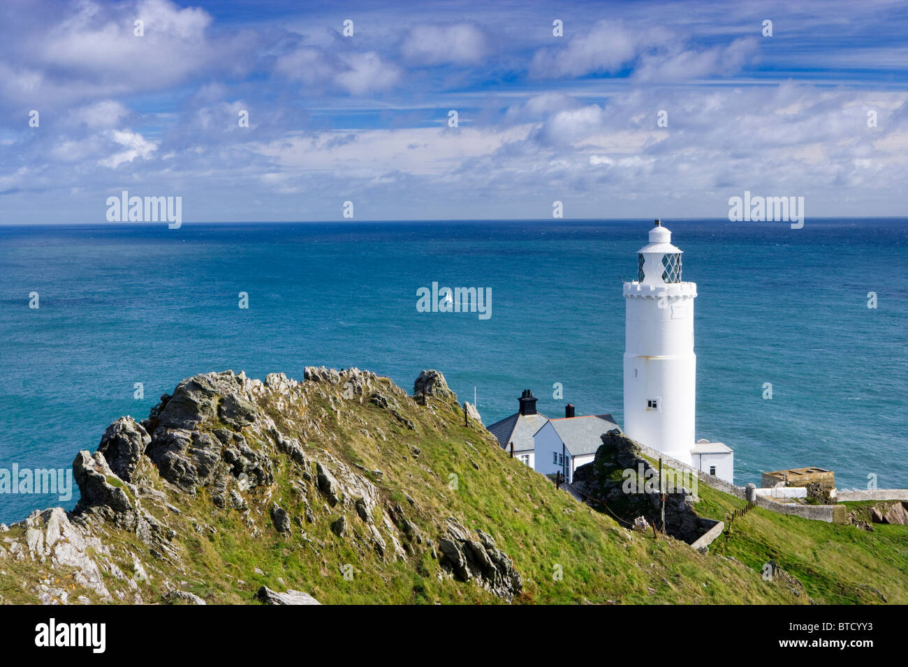 Il punto di inizio Lighthouse vicino a Salcombe, Devon, Regno Unito. Foto Stock