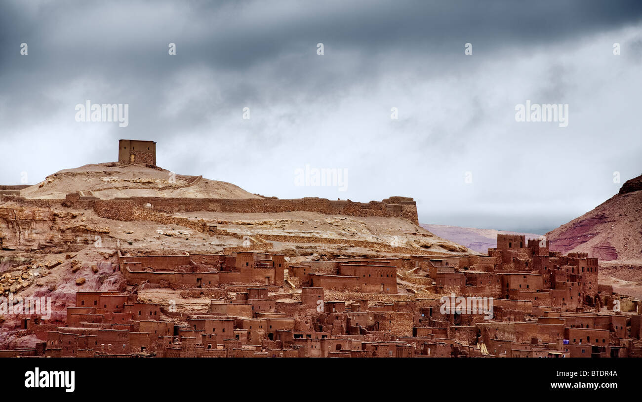 Una vista di Ait Benhaddou che è uno dei più antichi villaggi in Marocco Foto Stock
