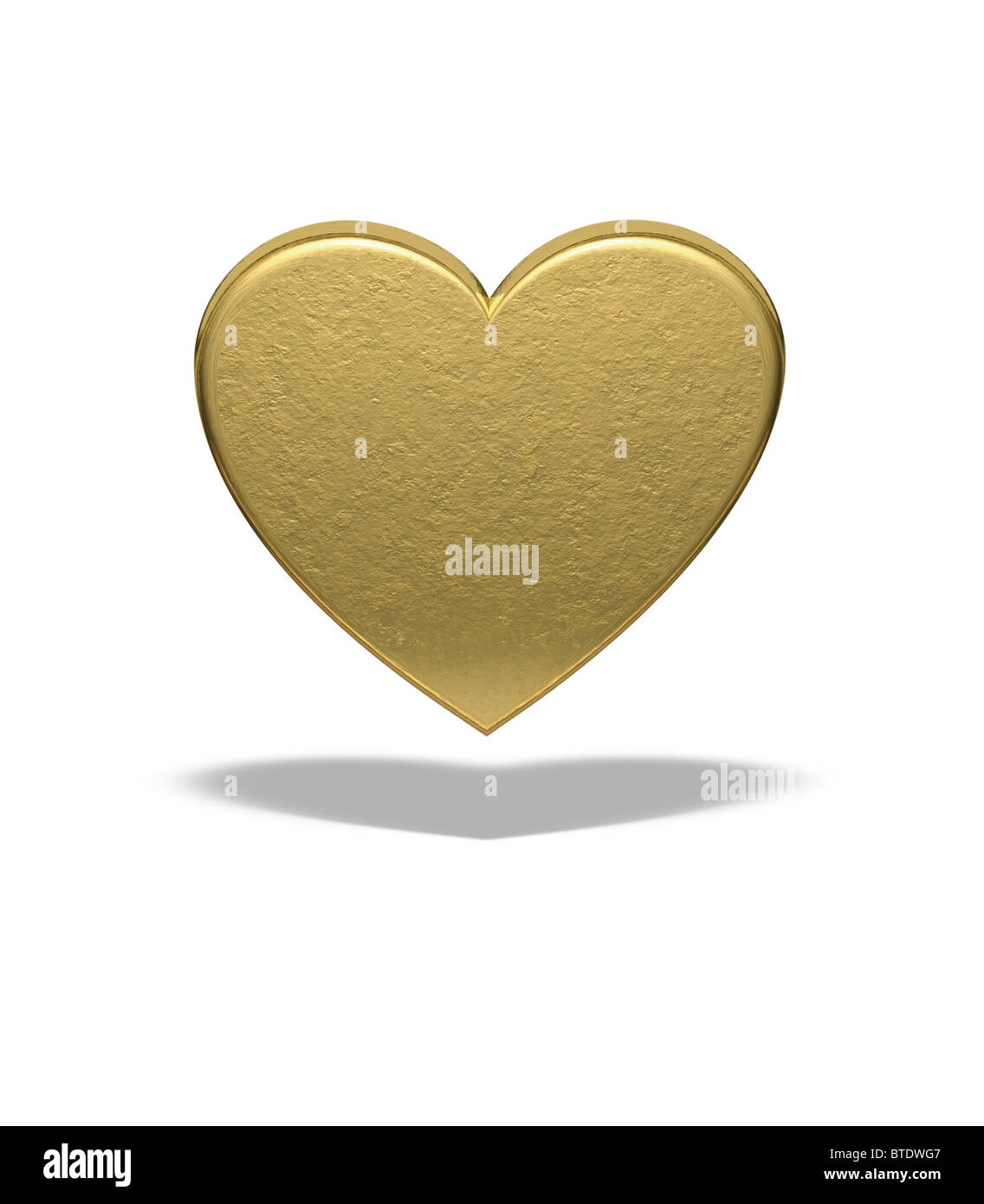 3d oro cuore - Amore di sfondo - Vista frontale - isolato Foto Stock