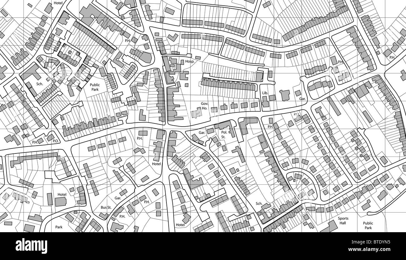 Mappa illustrata di alloggiamento in una generica comune Foto Stock