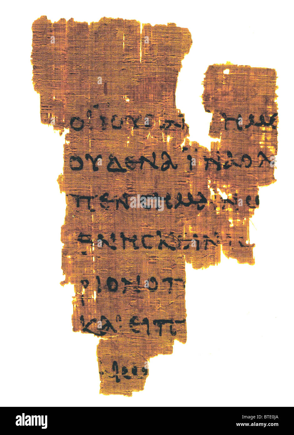 5365. Il papiro Ryland P52, il primo pezzo superstite del Nuovo Testamento la scrittura. Un frammento di un papiro codex contenente Foto Stock