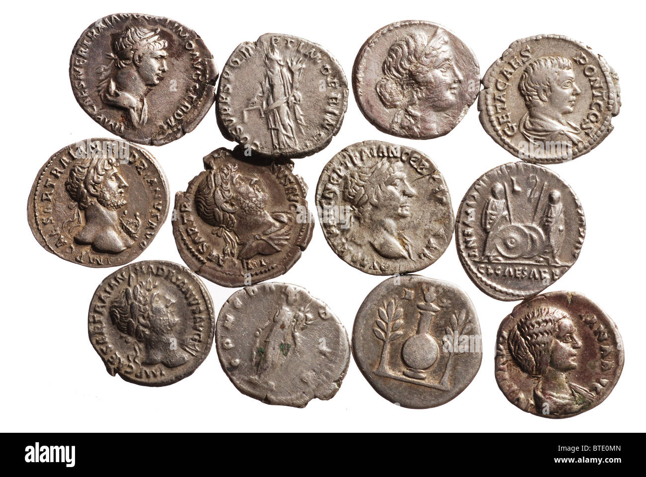 5402. Imperiale romana Denarii argento, ca. 1a -3rd cento AD la moneta standard dell impero che illustrano i diversi imperatori Foto Stock