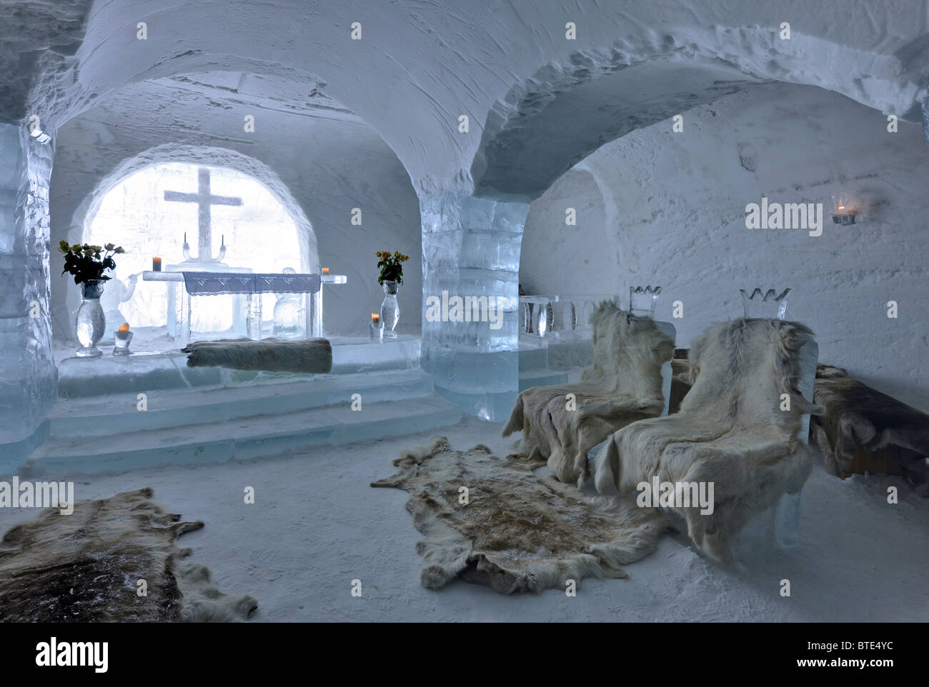 Cappella per Matrimoni in Alta Igloo Hotel Sorrisniva, Alta Ice Hotel in Finnmark, nel nord della Norvegia Foto Stock