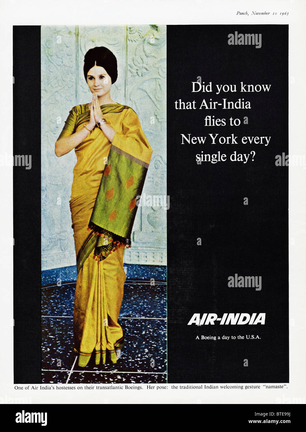 Annuncio per Air-India nella rivista del 10 novembre 1965 Foto Stock