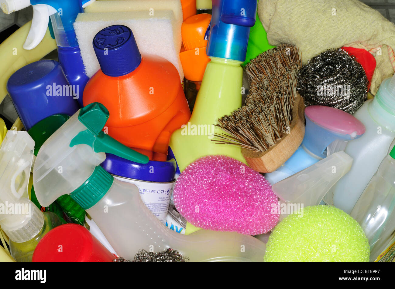 I prodotti di pulizia, close-up Foto Stock