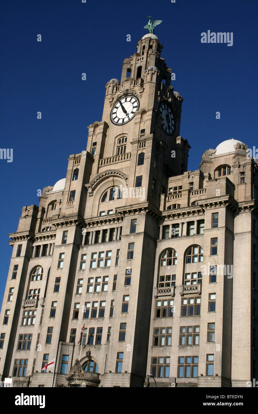 Il Royal Liver Building, Pier Head Liverpool, Merseyside, Regno Unito Foto Stock