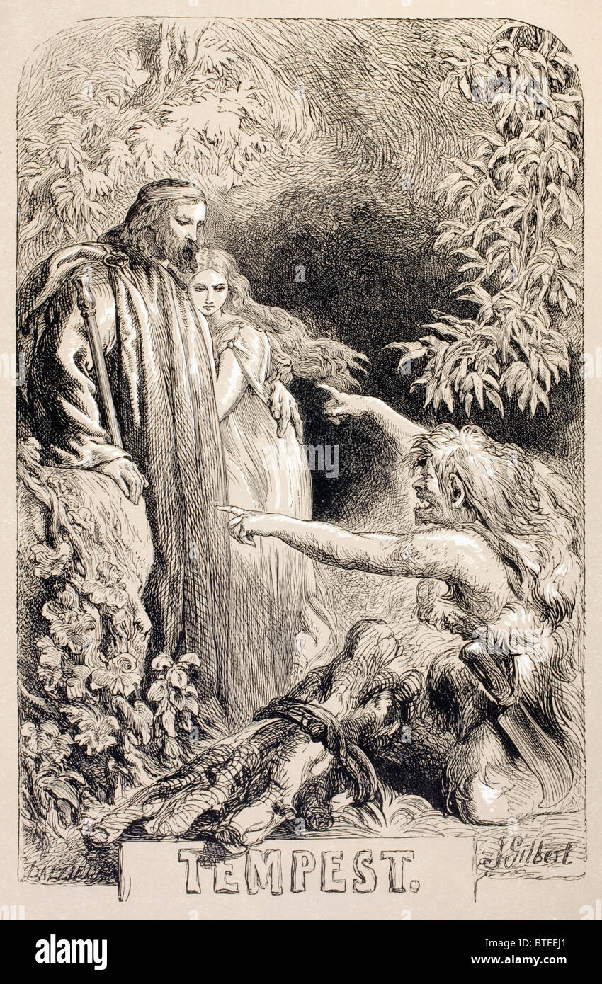 Illustrazione da Sir John Gilbert per la tempesta, da William Shakespeare. Foto Stock
