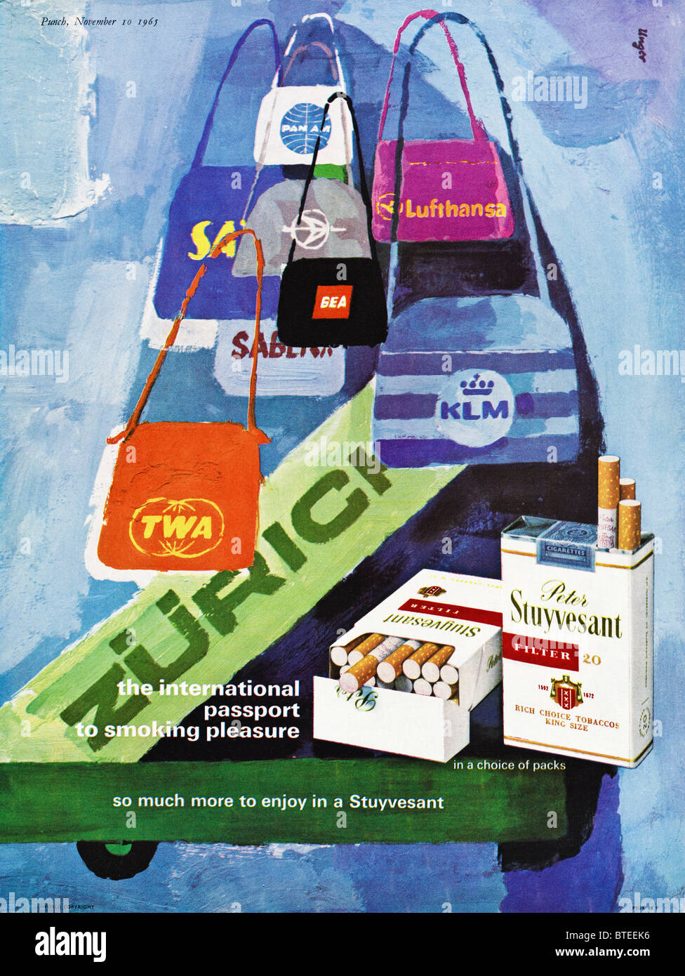 Annuncio per le sigarette Peter Stuyvesant nella rivista del 10 novembre 1965 Foto Stock