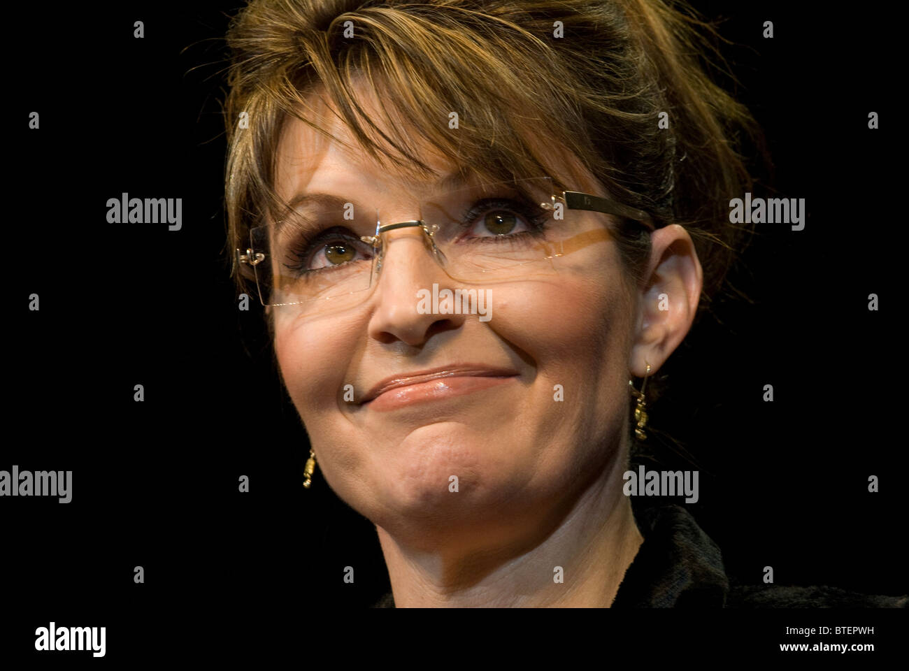Ex Alaska governatore e repubblicano vice candidato presidenziale Sarah Palin in primo piano campagna rally per Texas Gov. Rick Perry Foto Stock