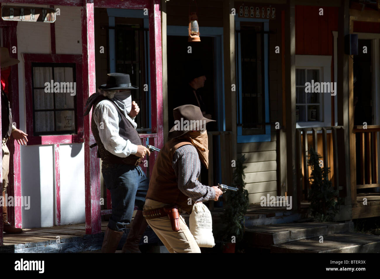Vecchio western shootout ricreazione Foto Stock