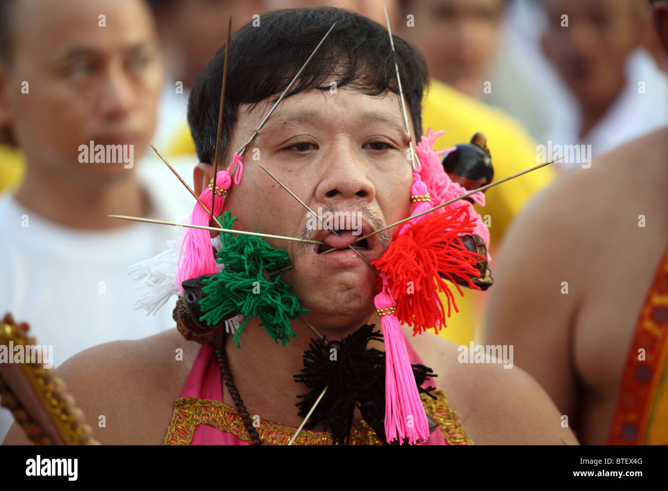 Il partecipante a Phuket Festival vegetariano, Thailandia Foto Stock