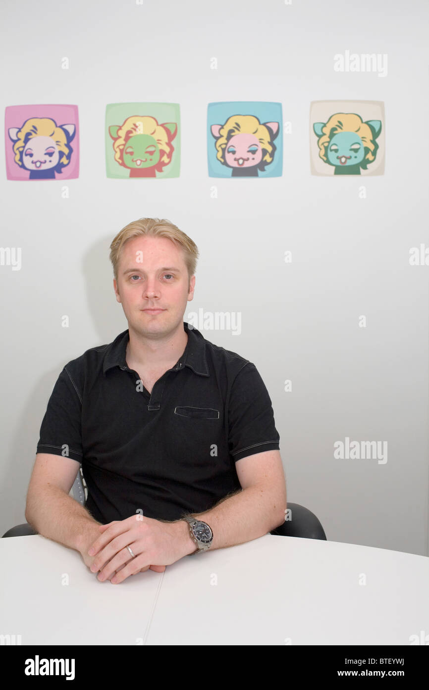 Kristian Segerstrale 32 anno di vecchi giochi per computer imprenditrice nel London HQ di 'Playfish.". Foto Stock